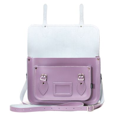 Handmade Leather Satchel - Pastel Violet - 16"