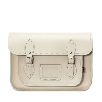 Handmade Leather Satchel - Pastel Cream - 16"