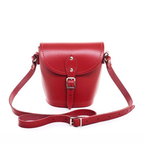 Handmade Leather Barrel Bag - Red - Small