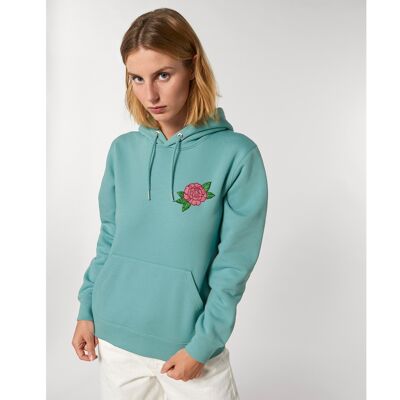 La Pivoine Hoodie Teal Monstera