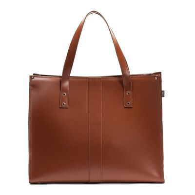 Shopper in pelle fatta a mano - Castagna