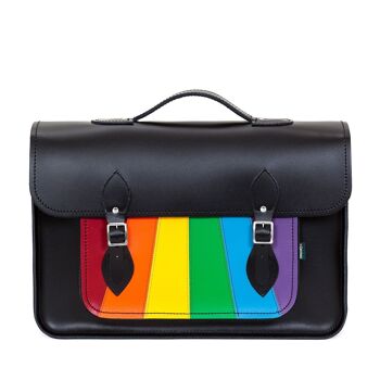 Cartable en cuir fait main - Pride Rainbow 1