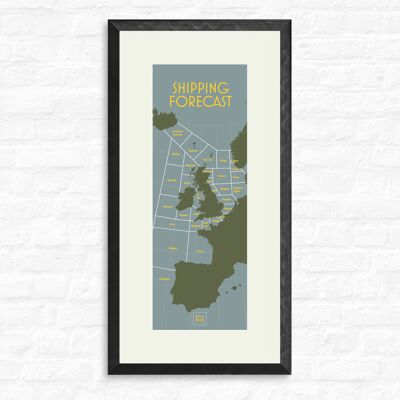 Shipping Forecast – Area Map - Print + black frame , slimline-a2