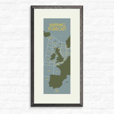 Shipping Forecast – Area Map - Print + pewter frame , slimline-a2