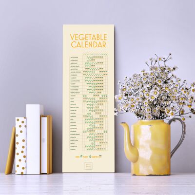 Vegetable Calendar - Print + pewter frame , Slim A3, 148.5 x 420 mm