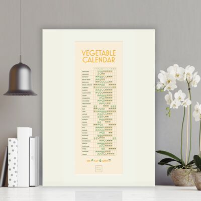 Vegetable Calendar - Mounted on panel , slimline-a2
