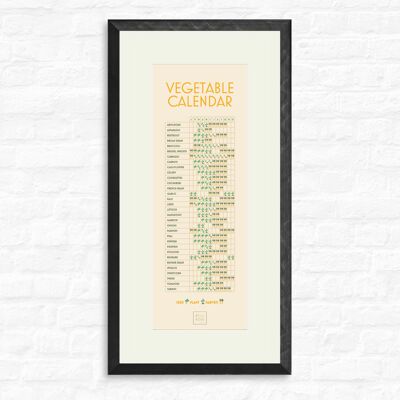 Calendario Vegetal - Impresión + marco negro , slimline-a2