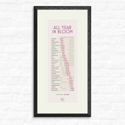 Bulb Planting Calendar - Print + black frame , slimline-a2