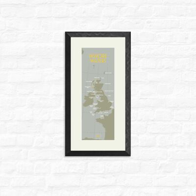 Inshore Waters – Area Map - Print + black frame , Slim A3, 148.5 x 420 mm