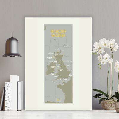 Inshore Waters – Area Map - Mounted on panel , slimline-a2