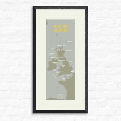 Inshore Waters – Area Map - Print + black frame , slimline-a2