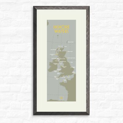 Inshore Waters – Area Map - Print + pewter frame , slimline-a2