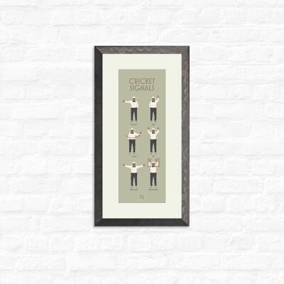 Cricket Signals - Print + pewter frame , Slim A3, 148.5 x 420 mm