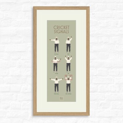 Cricket Signals - Print + oak frame , slimline-a2