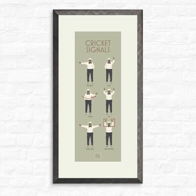 Cricket Signals - Print + pewter frame , slimline-a2