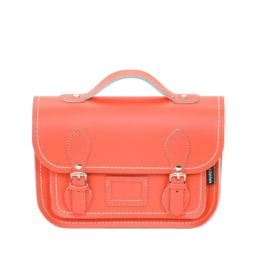 Leather Midi Satchel - Coral