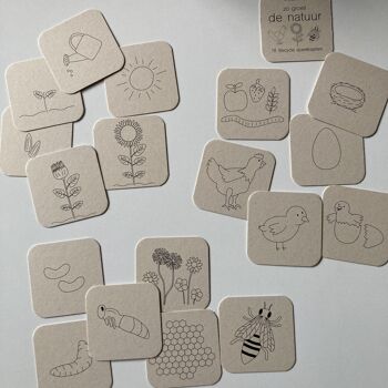 Mini cartes à jouer cycle de vie 'ferme' : poulet - abeille - tournesol 3