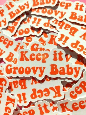 Orange et blanc "Keep it Groovy Baby" Sticker