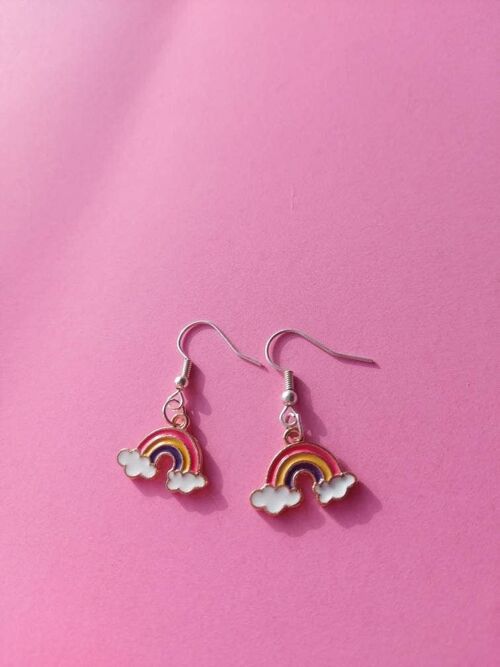 Pastel Rainbow Cute Lightweight Earrings Sterling Silver