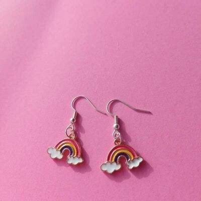 Pastel Rainbow Cute Lightweight Earrings Sterling Silver