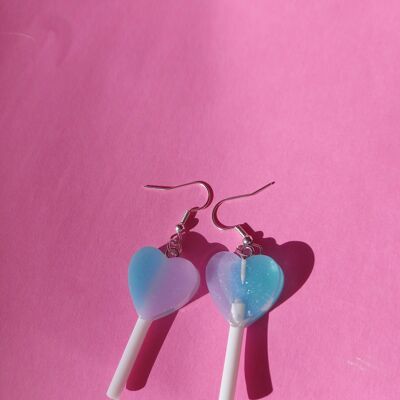 Lila und blaue Lollipop Ohrringe aus Sterlingsilber