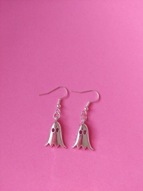 Silver Ghost Earrings Silver Plated