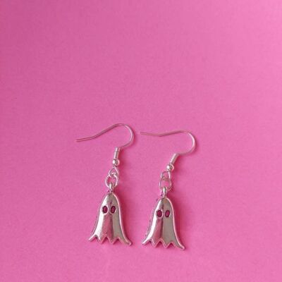 Silver Ghost Earrings Silver Plated