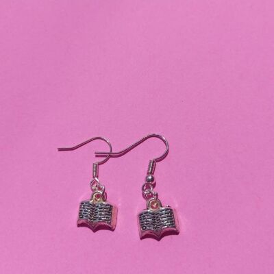 Boucles d'oreilles mini livre en argent sterling