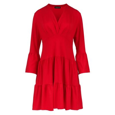 Gestuftes Kleid aus rotem Jersey