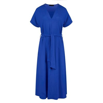 Vestido midi con cinturón de jersey azul real