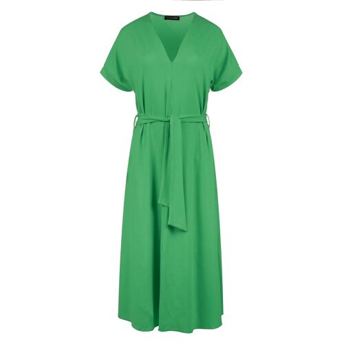 Green Jersey Belted Midi Dress