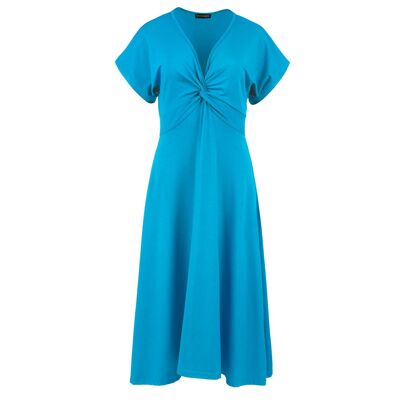 Robe mi-longue turquoise à nœud