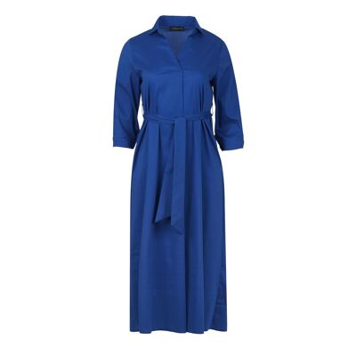 Robe mi-longue bleu roi avec ceinture