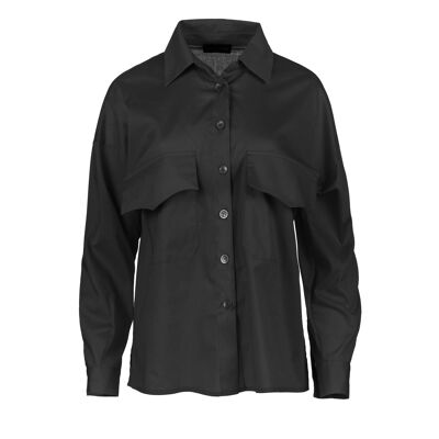 Schwarzes Hemd im Popeline-Stil