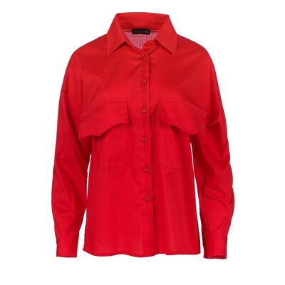 Red Poplin Style Shirt