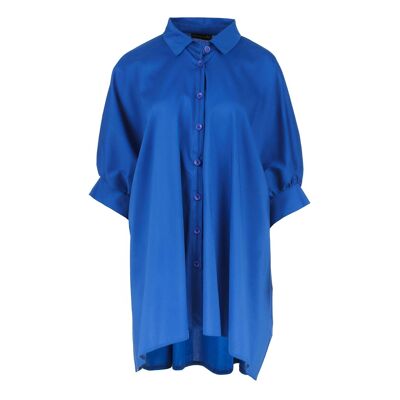Blusa extragrande con mangas abullonadas en azul real
