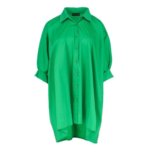 Oversized Green Puff Sleeve Blouse