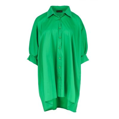 Übergroße grüne Bluse mit Puffärmeln