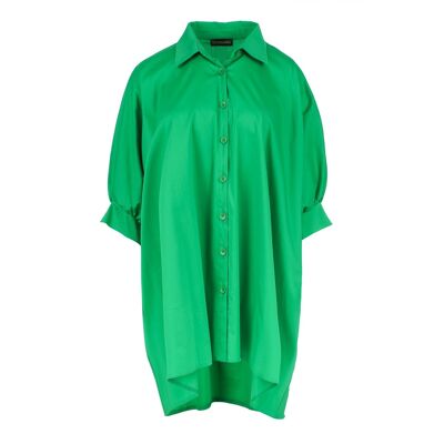 Chemisier vert oversize à manches bouffantes