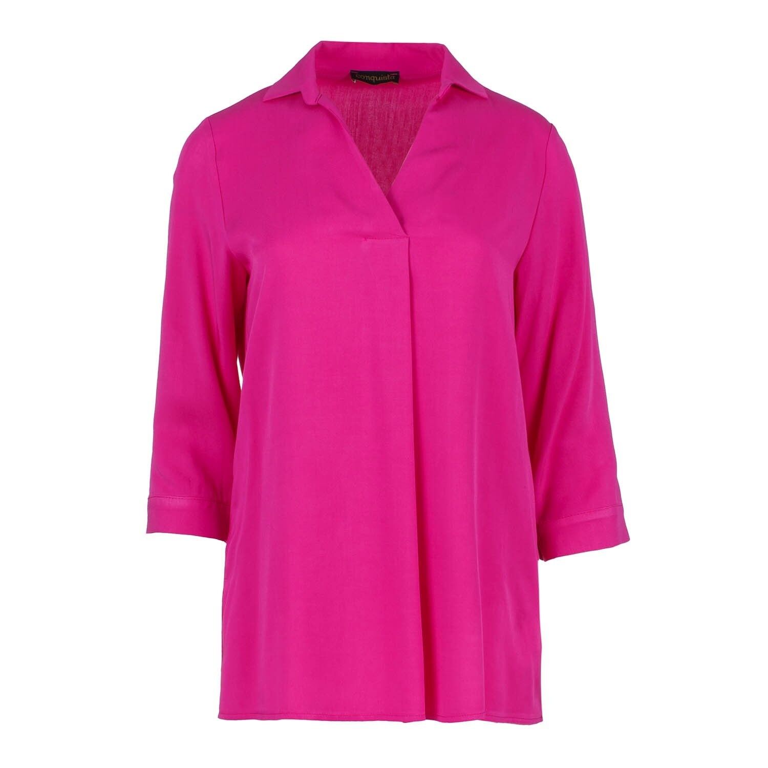 Top fucsia con scollo a V