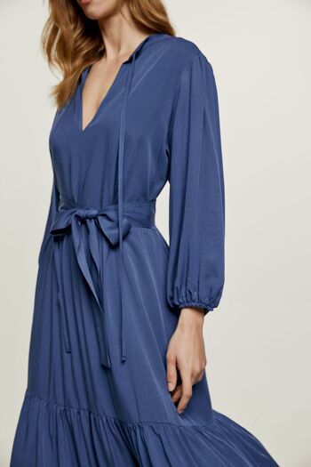 Robe mi-longue bleu marine avec liens 6