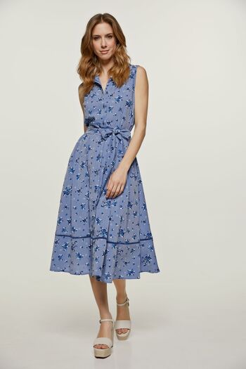 Robe indigo à fleurs et boutons 2