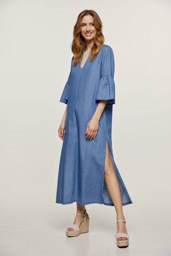 Caftan style denim avec détail à volants 2