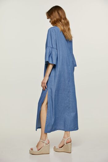 Caftan style denim avec détail à volants 3