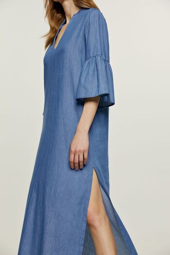 Caftan style denim avec détail à volants 4