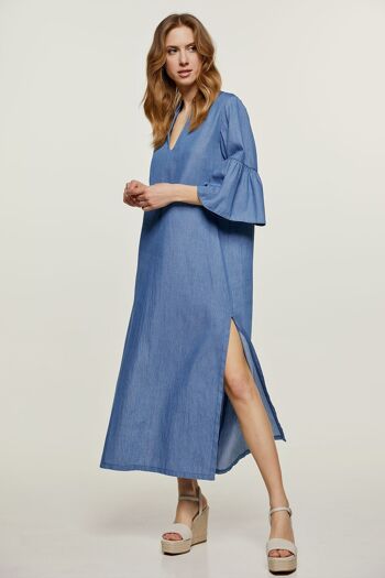 Caftan style denim avec détail à volants 5