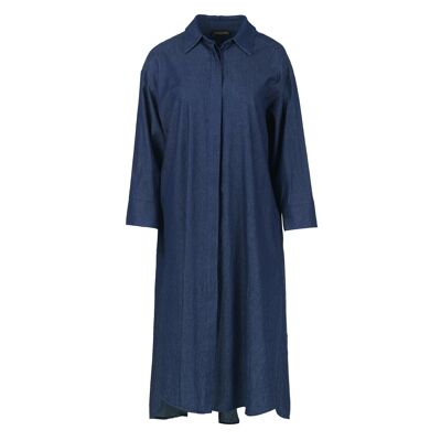 Vestido midi índigo con aberturas laterales