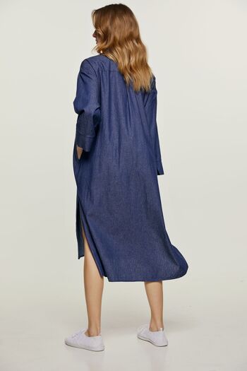 Robe mi-longue indigo avec fentes latérales 3