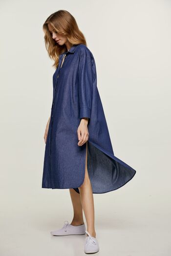 Robe mi-longue indigo avec fentes latérales 7