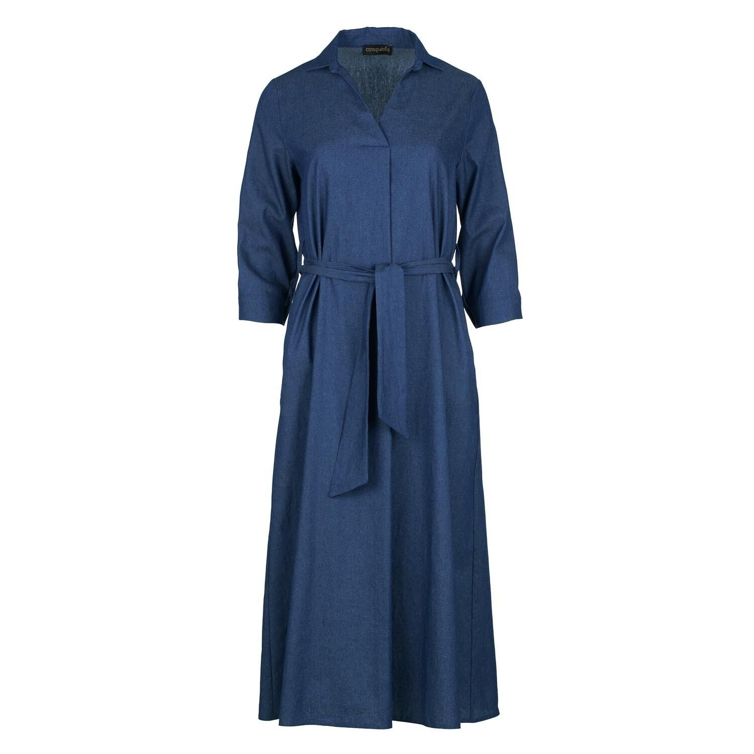 Abito midi celeste con cintura